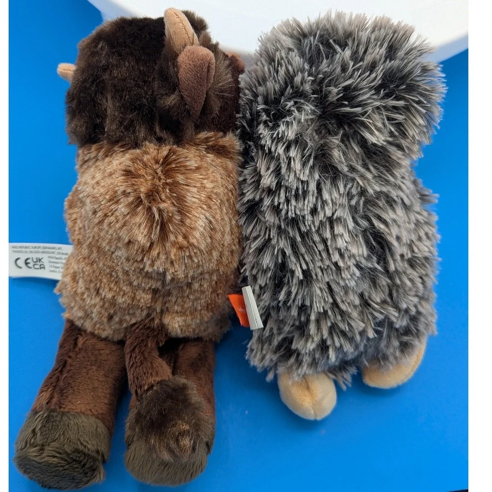 Wild Republic Book Buddies Bison & Hedgehog Plush Set 2pc Huggers Stuffed Animal